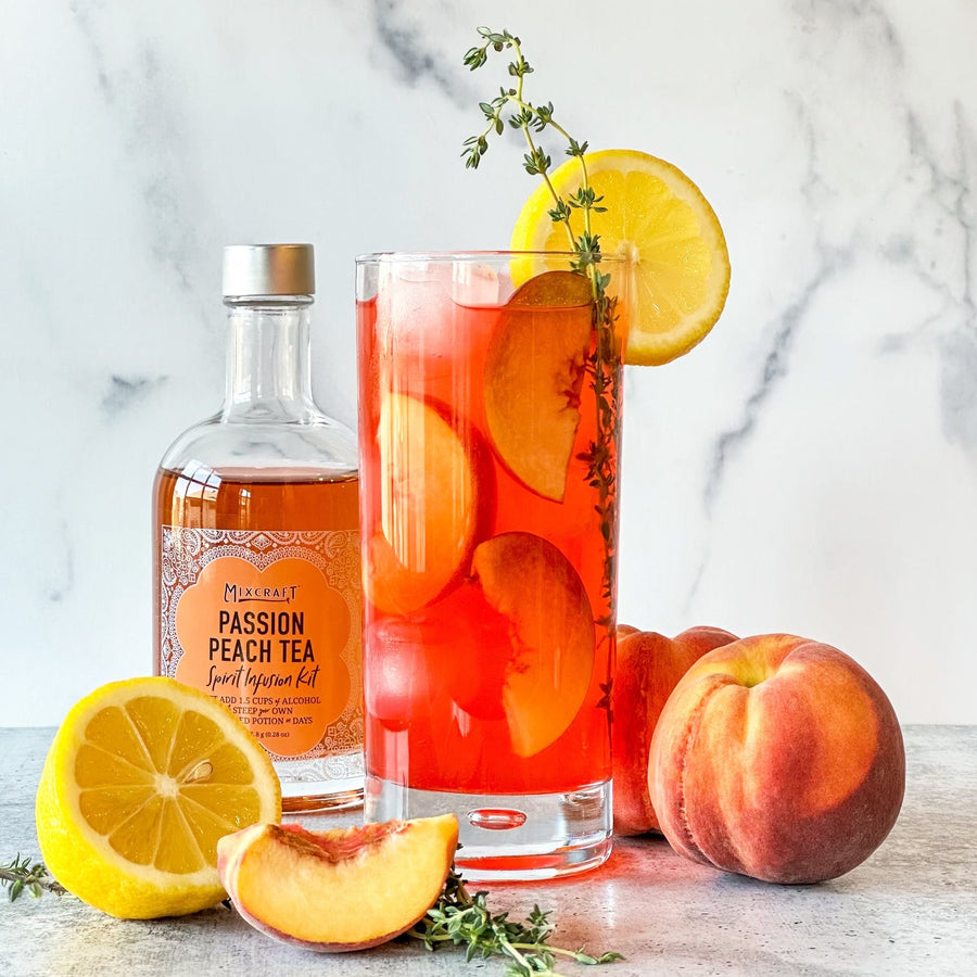 "Love Potion #10" cocktail is made with the Passion Peach Tea Spirit Infusion Kit
