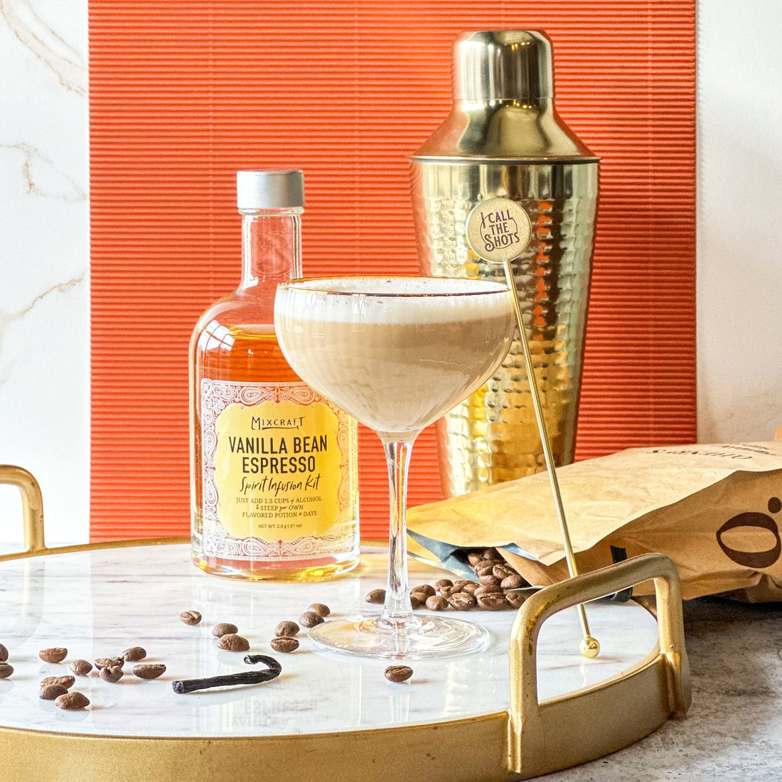The "Dark Vision" cocktail is made with the Vanilla Bean Espresso Spirit Infusion Kit