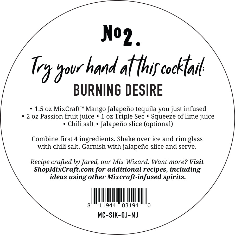 How to mix the Burning Desire cocktail using your MixCraft Mango Jalapeno Spirit Infusion Kit