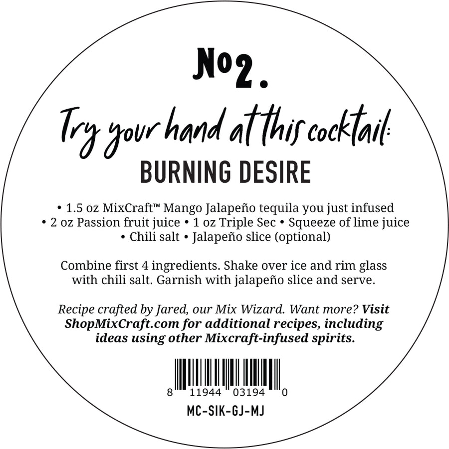How to mix the Burning Desire cocktail using your MixCraft Mango Jalapeno Spirit Infusion Kit